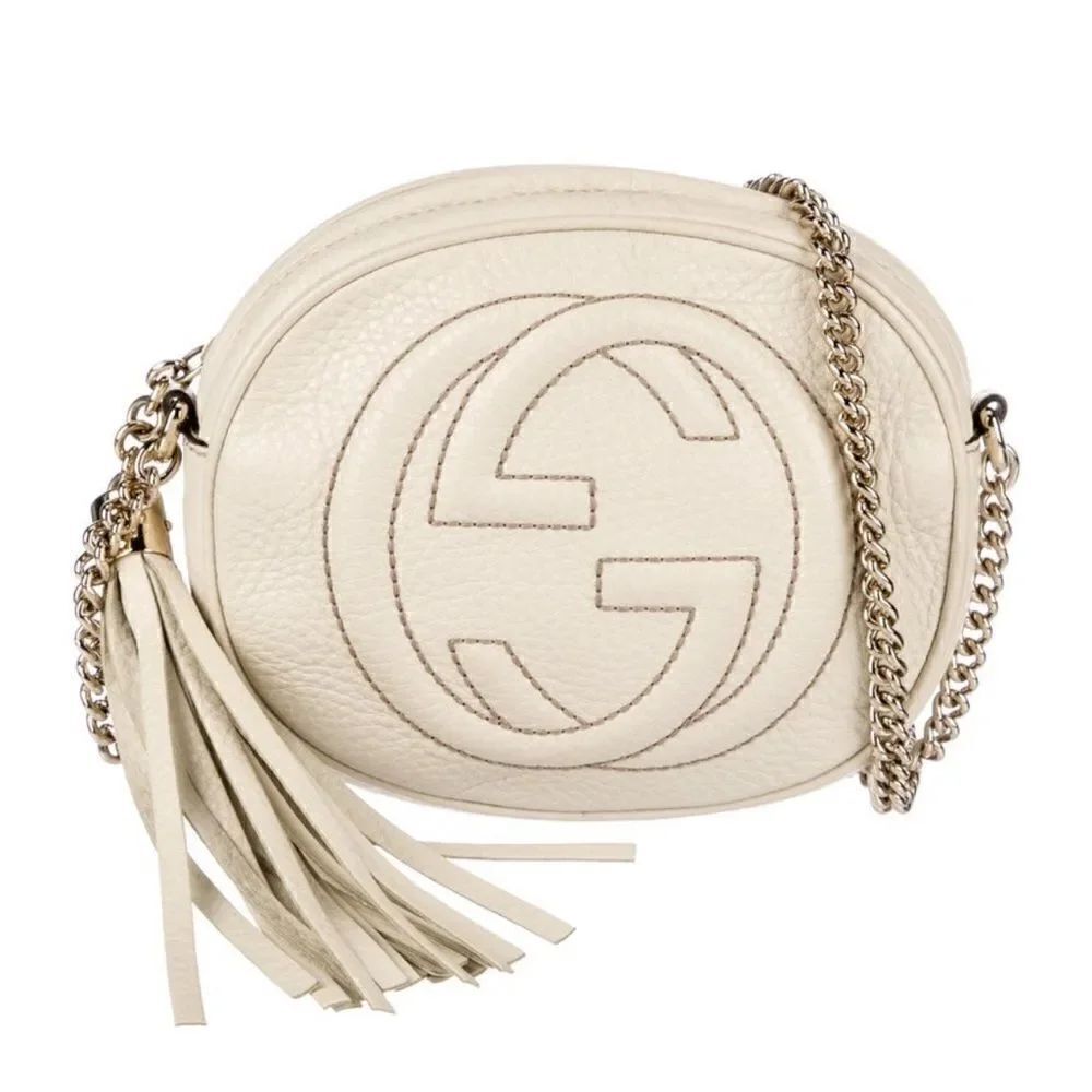 Gucci Mini SoHo Crossbody Chain Bag - Cream and Gold
